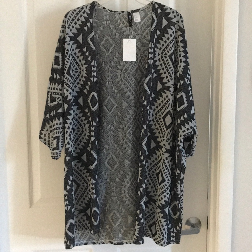H&M Black and White Aztec Kimono